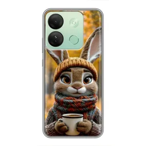 Печатный чехол «Зверята с кофе» для Infinix Smart 7 HD (Зайчик с кофе)