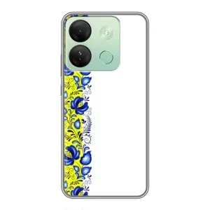 Силиконовый Чехол на Infinix Smart 7 HD с картинкой Вышиванки (Желто-синяя вышиванка)