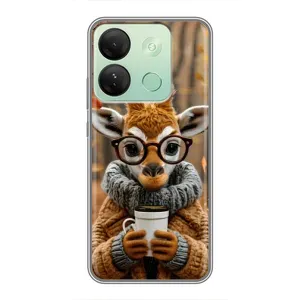 Печатный чехол «Зверята с кофе» для Infinix Smart 7 HD (Жираф с кофе)