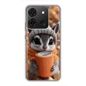 Печатный чехол «Зверята с кофе» для Infinix Smart 7