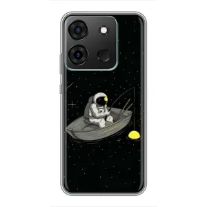 Силиконовый Чехол с принтом "Космонавты" на Infinix Smart 7 (Космонавт на рыбалке)
