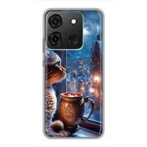 Чехлы на Новый Год Infinix Smart 7 (Кот новогодний)