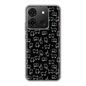 Чохол на тематику: Коти для Infinix Smart 7 (Котики на чорному)
