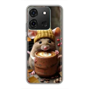 Печатный чехол «Зверята с кофе» для Infinix Smart 7 (Мышка с кофе)