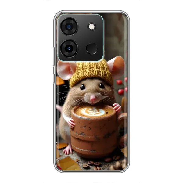 Чехол с рисунком «Мышка с кофе» для Infinix Smart 7 Чехол с рисунком «Мышка с кофе» для Infinix Smart 7