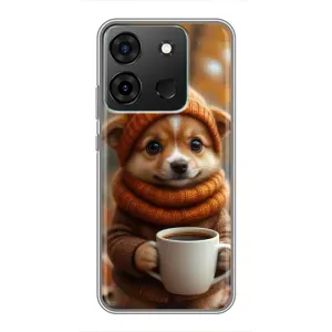 Печатный чехол «Зверята с кофе» для Infinix Smart 7 (Собачка с кофе)