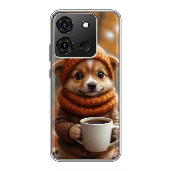 Чехол с рисунком «Собачка с кофе» для Infinix Smart 7 Чехол с рисунком «Собачка с кофе» для Infinix Smart 7