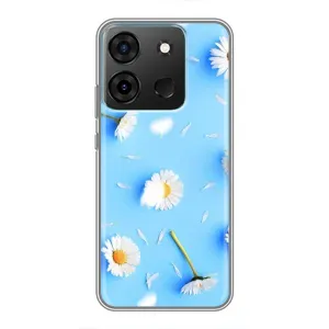 Чохол з Квітами для Infinix Smart 7 (ромашки на блакитному)