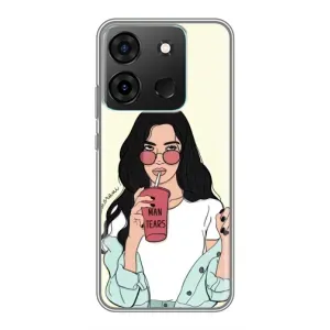 Силіконовый Чохол на Infinix Smart 7 з картинкой Модных девушек (З напоєм)