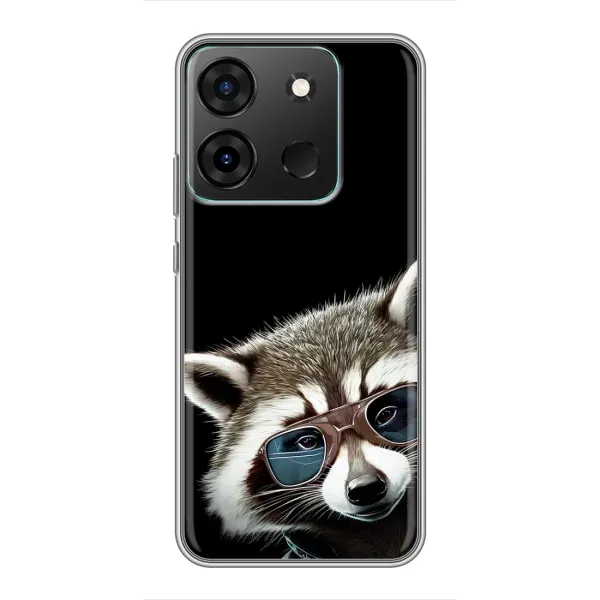 Чехол с рисунком «Стильный Енот» для Infinix Smart 7 Чехол с рисунком «Стильный Енот» для Infinix Smart 7