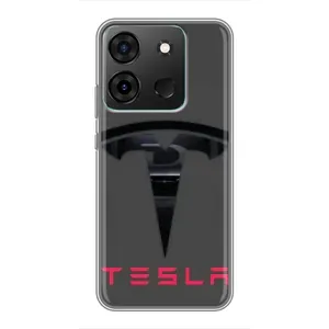 Силиконовый бампер с картинкой машины на Infinix Smart 7 (Logo TESLA)