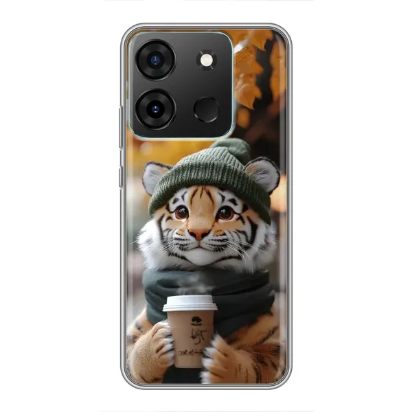 Чехол с рисунком «Тигр с кофе» для Infinix Smart 7 Чехол с рисунком «Тигр с кофе» для Infinix Smart 7