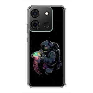 Силиконовый Чехол с принтом "Космонавты" на Infinix Smart 7 (В руках земля)
