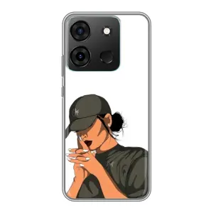 Силіконовый Чохол на Infinix Smart 7 з картинкой Модных девушек (У зеленому)