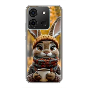 Печатный чехол «Зверята с кофе» для Infinix Smart 7 (Зайчик с кофе)