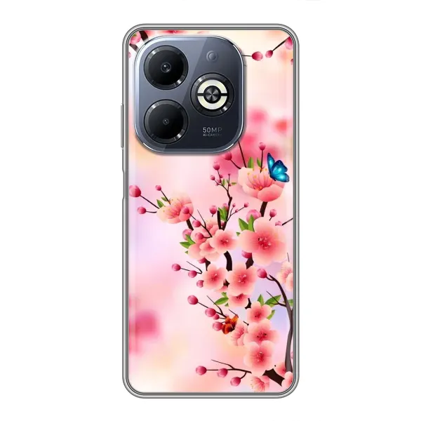 Чехол с рисунком «Бабочки на сакуре» для Infinix Smart 8 Plus Чехол с рисунком «Бабочки на сакуре» для Infinix Smart 8 Plus