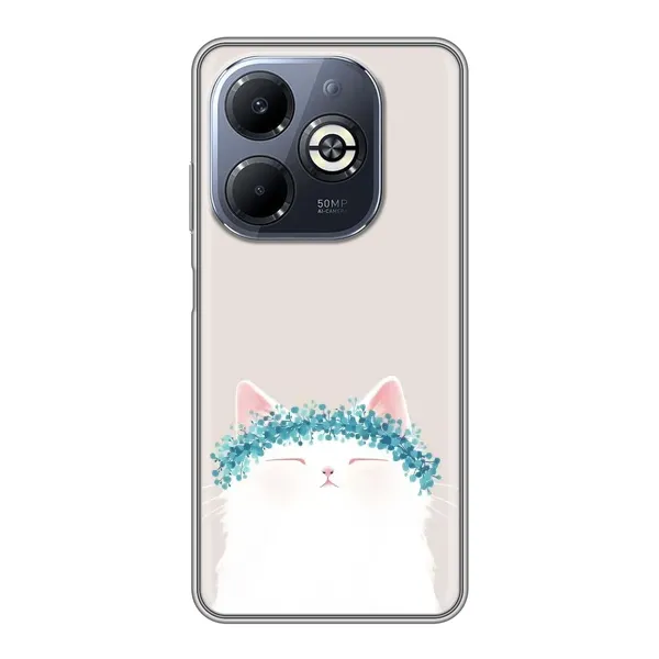 Чехол с рисунком «Белый котик» для Infinix Smart 8 Plus Чехол с рисунком «Белый котик» для Infinix Smart 8 Plus
