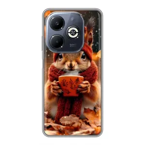 Друкований чохол 'Звірята з кавою' для Infinix Smart 8 Plus (Білка з кавою)