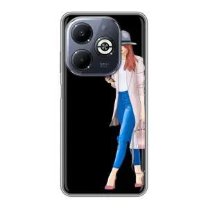 Чехол с картинкой Модные Девчонки Infinix Smart 8 Plus (Девушка со смартфоном)