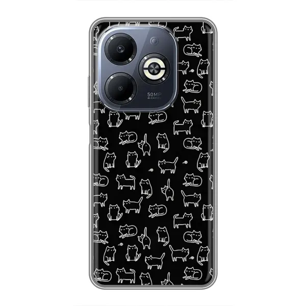 Чехол с рисунком «Котики на черном» для Infinix Smart 8 Plus Чехол с рисунком «Котики на черном» для Infinix Smart 8 Plus