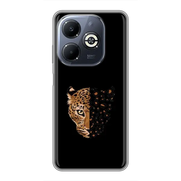 Чехол с рисунком «Леопард на черном» для Infinix Smart 8 Plus Чехол с рисунком «Леопард на черном» для Infinix Smart 8 Plus