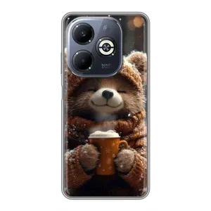 Друкований чохол 'Звірята з кавою' для Infinix Smart 8 Plus (Ведмедик з кавою)