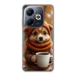Друкований чохол 'Звірята з кавою' для Infinix Smart 8 Plus (Песик з кавою)