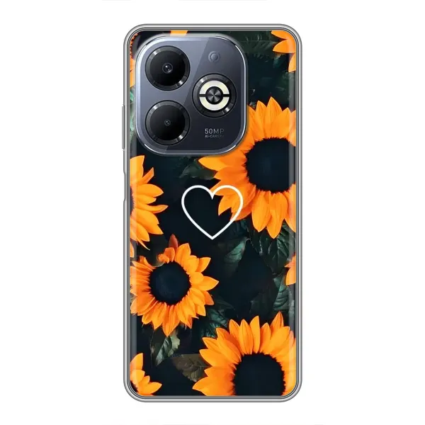 Чехол с рисунком «Сердечко в подсолнухах» для Infinix Smart 8 Plus Чехол с рисунком «Сердечко в подсолнухах» для Infinix Smart 8 Plus
