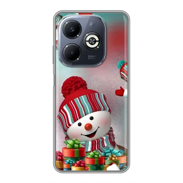 Чехол с рисунком «Снеговик в шапке» для Infinix Smart 8 Plus