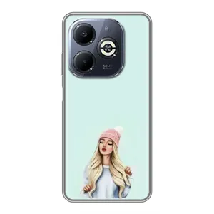 Силиконовый Чехол на Infinix Smart 8 Plus с картинкой Стильных Девушек (В шапке)