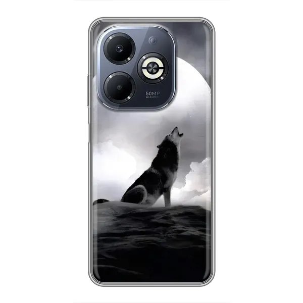 Чехол с рисунком «Волк и луна» для Infinix Smart 8 Plus