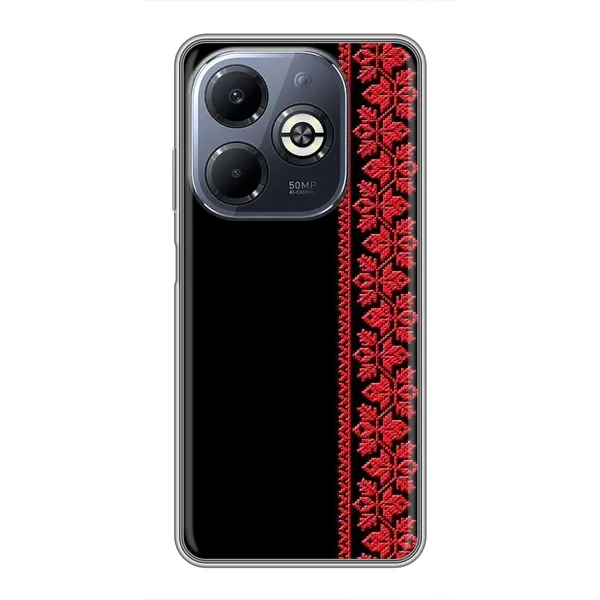 Чехол с рисунком «Вышиванка на черном» для Infinix Smart 8 Plus Чехол с рисунком «Вышиванка на черном» для Infinix Smart 8 Plus