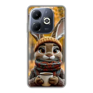Друкований чохол 'Звірята з кавою' для Infinix Smart 8 Plus (Зайчик з кавою)