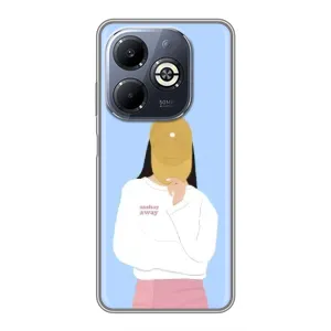Силиконовый Чехол на Infinix Smart 8 Plus с картинкой Стильных Девушек (Желтая кепка)