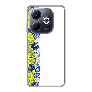 Силиконовый Чехол на Infinix Smart 8 Plus с картинкой Вышиванки (Желто-синяя вышиванка)