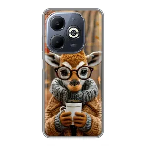 Друкований чохол 'Звірята з кавою' для Infinix Smart 8 Plus (Жираф з кавою)