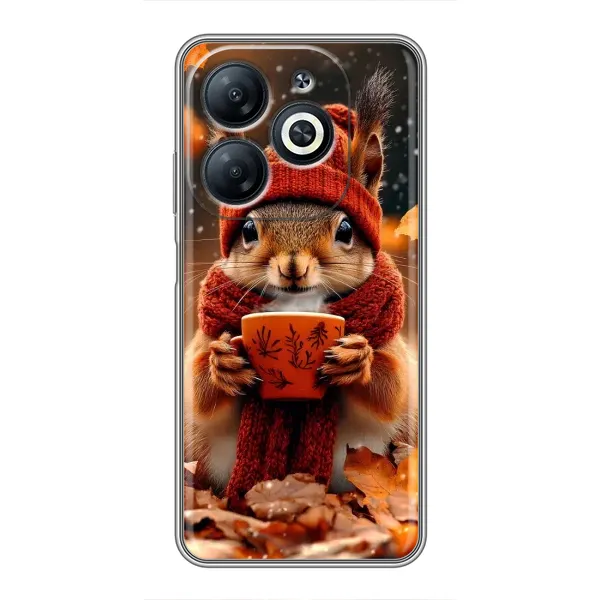 Чехол с рисунком «Белка с кофе» для Infinix Smart 8 Чехол с рисунком «Белка с кофе» для Infinix Smart 8