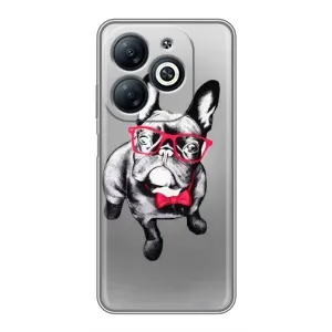 Чехол (ТПУ) Милые собачки для Infinix Smart 8 (Бульдог в очках)