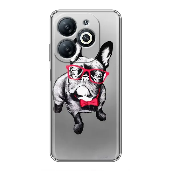 Чехол с рисунком «Бульдог в очках» для Infinix Smart 8 Чехол с рисунком «Бульдог в очках» для Infinix Smart 8
