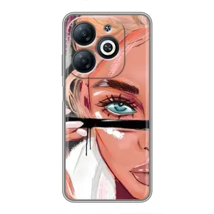 Силиконовый Чехол на Infinix Smart 8 с картинкой Стильных Девушек (Девушка и ресницы)