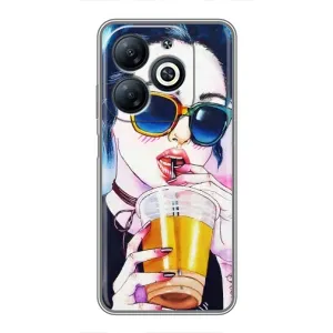 Чехол с картинкой Модные Девчонки Infinix Smart 8 (Девушка с коктейлем)