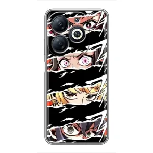 Силиконовые чехлы с глазами Anime для Инфиникс Смарт 8 (Глаза на чорном)