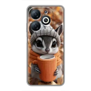 Печатный чехол «Зверята с кофе» для Infinix Smart 8 (Грызунчик с кофе)