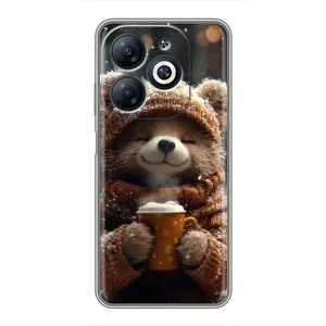 Печатный чехол «Зверята с кофе» для Infinix Smart 8 (Медвежонок с кофе)