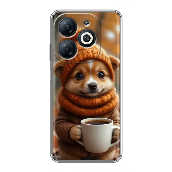 Чехол с рисунком «Собачка с кофе» для Infinix Smart 8 Чехол с рисунком «Собачка с кофе» для Infinix Smart 8