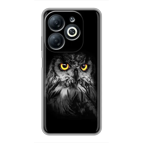Чехол с рисунком «Сова на чёрном» для Infinix Smart 8