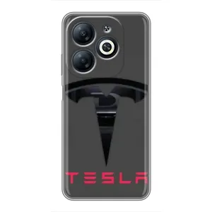 Силіконовий бампер з картинкою машини на Infinix Smart 8 (Logo TESLA)