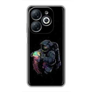 Силіконовый Чохол з принтом "Космонавти" на Infinix Smart 8 (В руках земля)