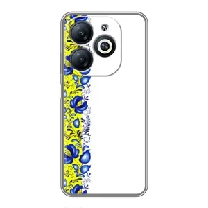 Силиконовый Чехол на Infinix Smart 8 с картинкой Вышиванки (Желто-синяя вышиванка)