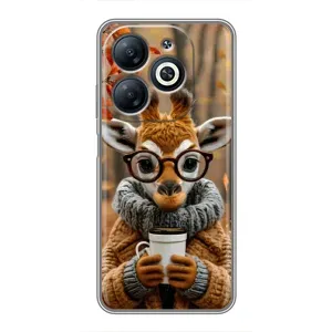 Печатный чехол «Зверята с кофе» для Infinix Smart 8 (Жираф с кофе)